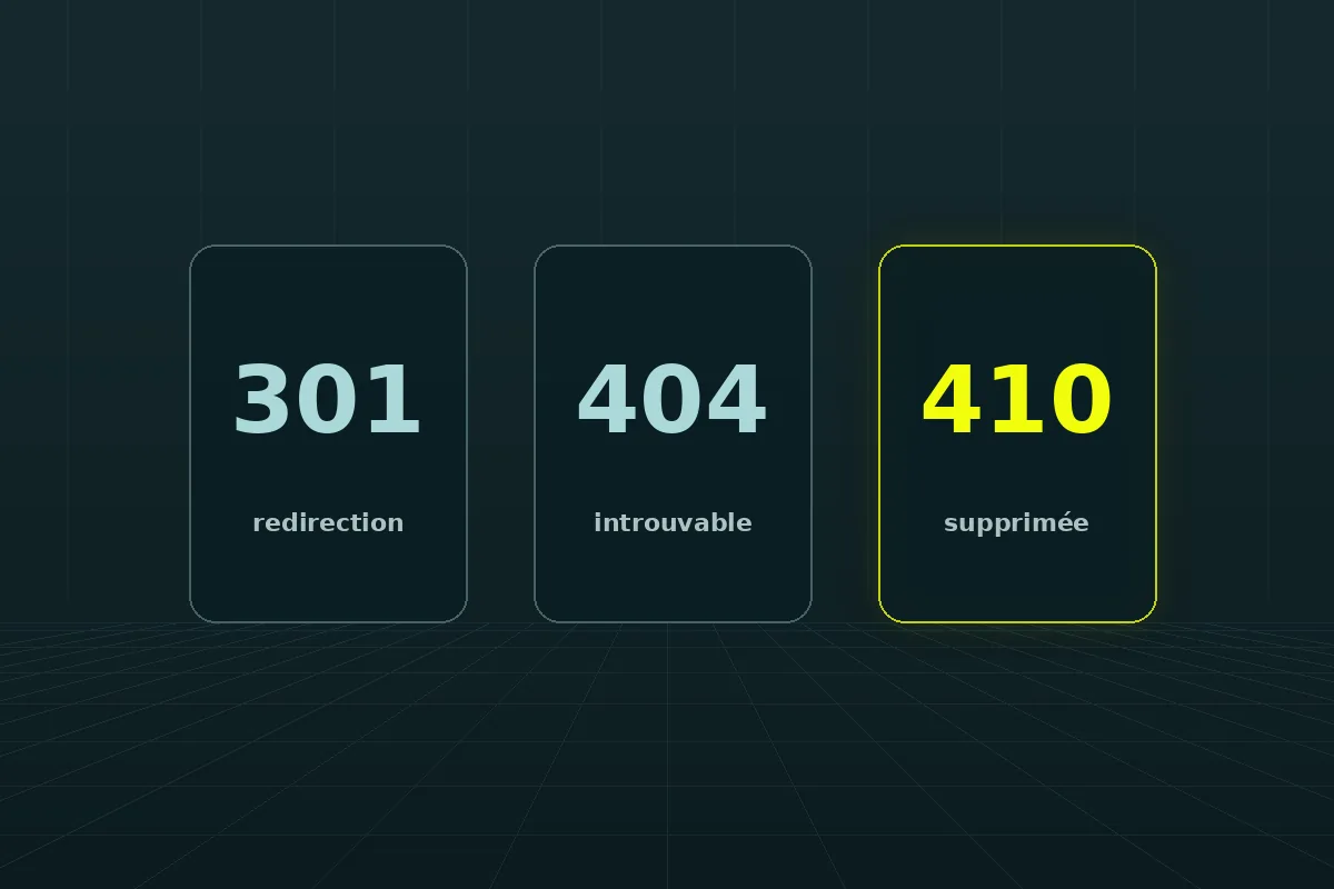 Illustration éditoriale : Erreur 404 ou 410 : quel code HTTP utiliser lorsqu’une page disparaît ?