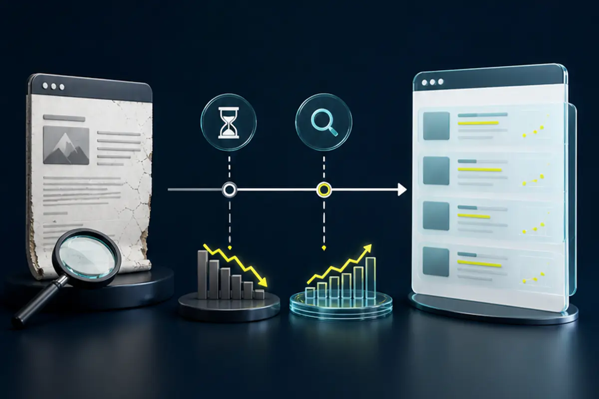 Illustration du diagnostic pour « Comment mettre à jour un ancien article pour récupérer ses positions Google ? » : analyse des signaux techniques avant correction