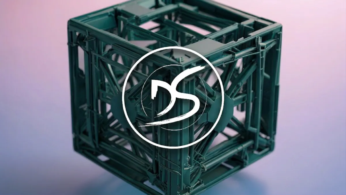 Univers visuel Devsource avec cube 3D, déclinaison vert clair