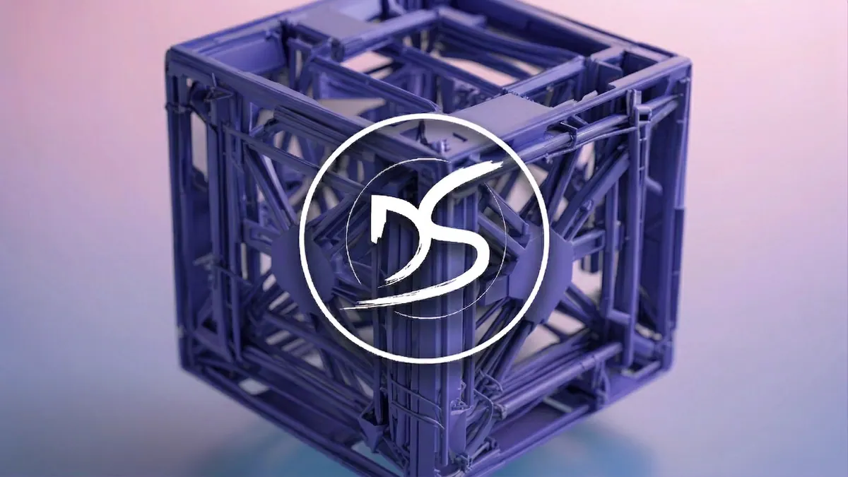 Univers visuel Devsource avec cube 3D, déclinaison violette