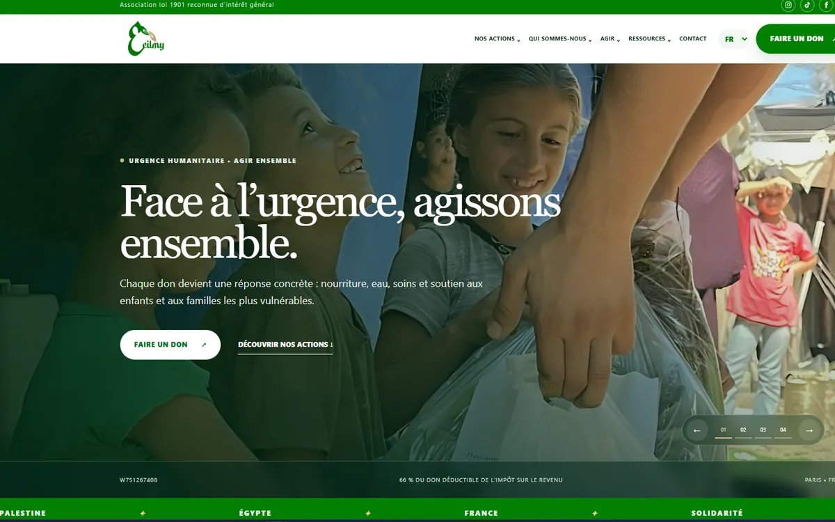 Page d’accueil du site eilmy.org réalisé par Devsource