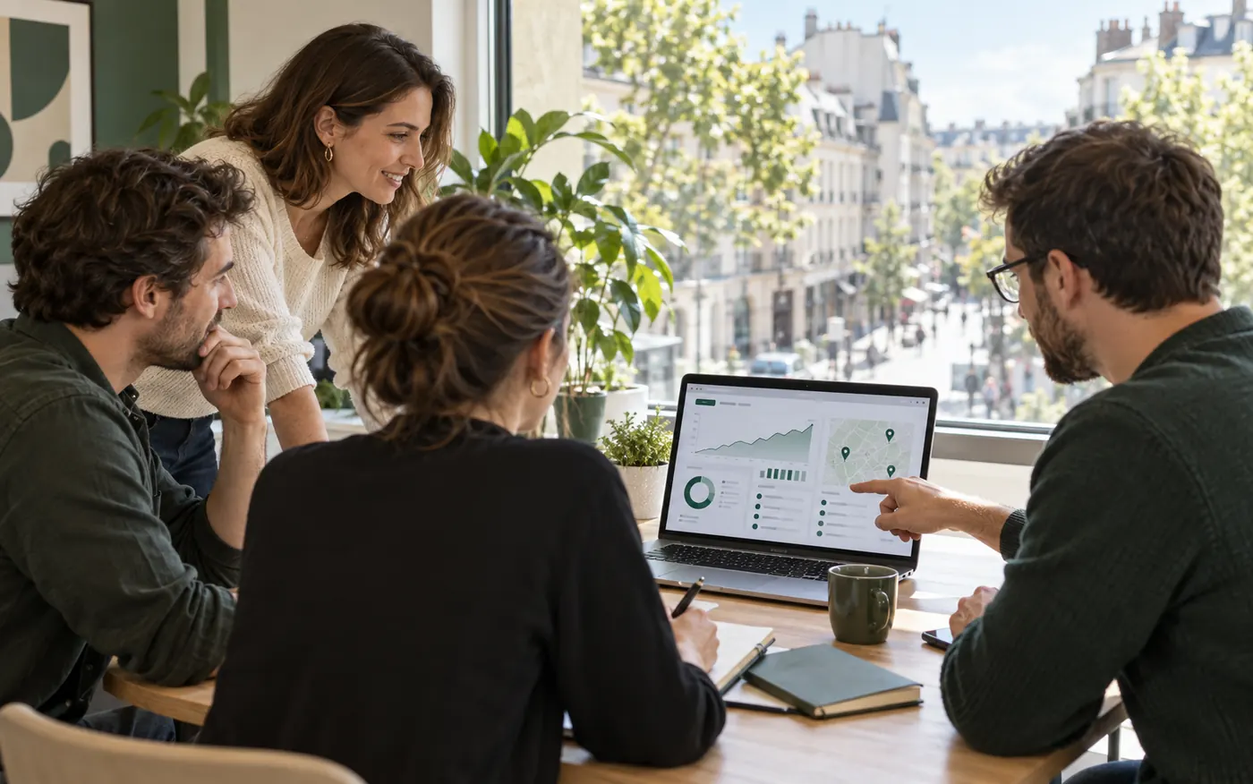 Équipe analysant une stratégie SEO adaptée à Consultant  Huissiers et Commissaires de Justice
